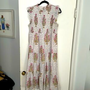 THML smocked midi block print dress